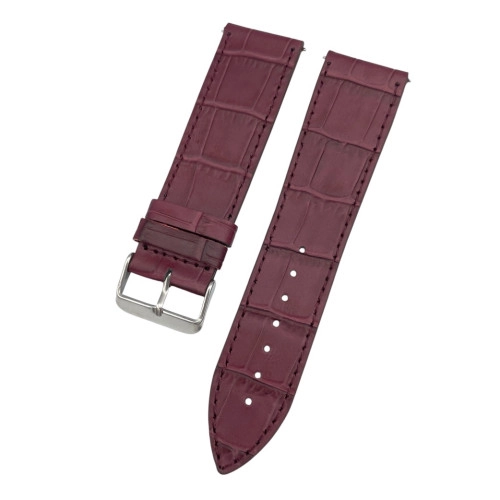 24 mm İnce Kroko Bordo Deri Saat Kordonu